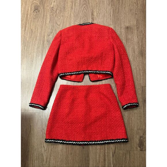 ASTR Milena Tweed Jacket & Mavey Tweed Mini Skirt set in Red size S NWT - Picture 5 of 7